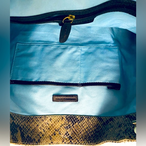 Cynthia Rowley Genuine Leather Snake Print Shoulder Bag, Gold Hardware - Picture 8 of 13